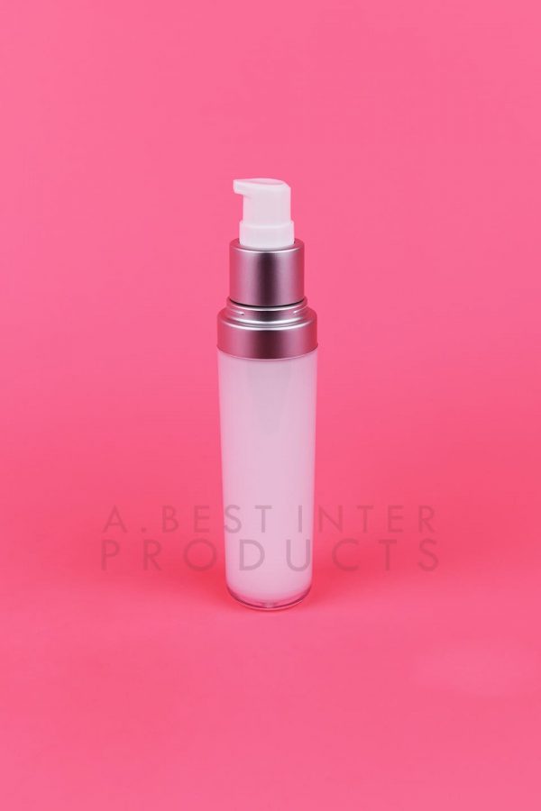 White Cosmetic Bottle 30 ml with White Serum Pump